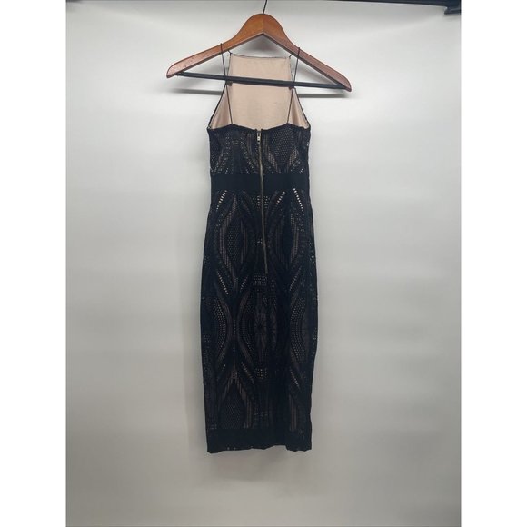 Lipsy London Dress Womens 0 / XS Black Y2K Whimsigoth Lace Overlay Midi Halter - Picture 8 of 13